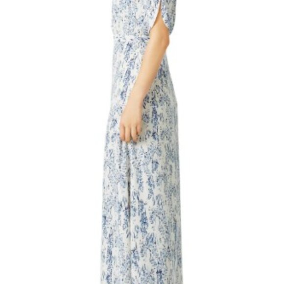 Anthropologie Paper Crown Lafayette Blue Floral Maxi Dress Size 4 Blue - Picture 2 of 10